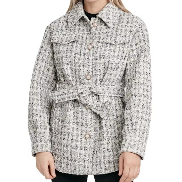 Laundry by Shelli Segal Tweed Shirt Jacket, Size S, Fully Lined, front pockets - Picture 10 of 14